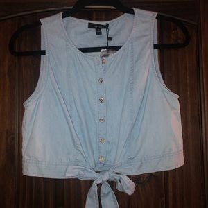 Light Denim semi cropped shirt